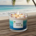 Hawaiian breeze scented homemade candle in a glass jar