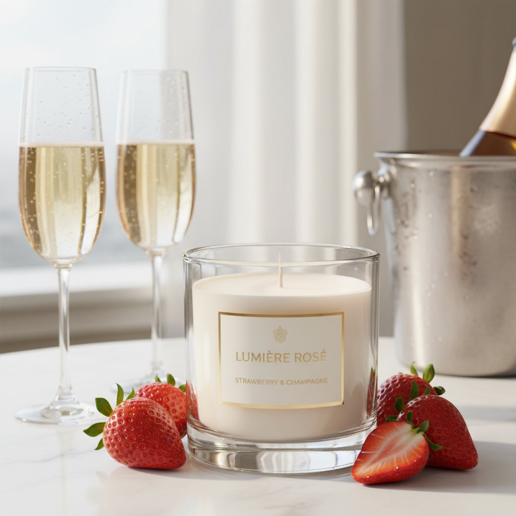 Bougie parfumée maison Fraises et Champagne